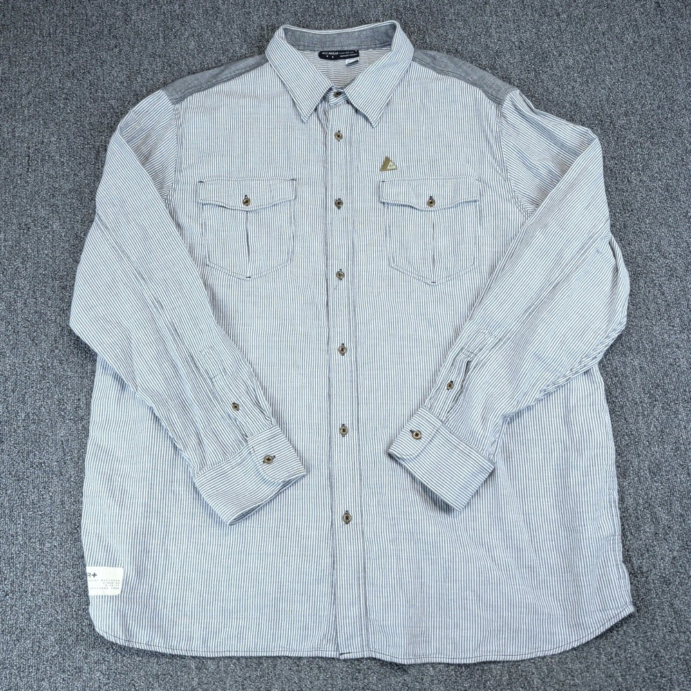 Rocawear Y2K Pinstripe Button Down Shirt Mens 3XL Blue White Cotton Streetwear — photo 2